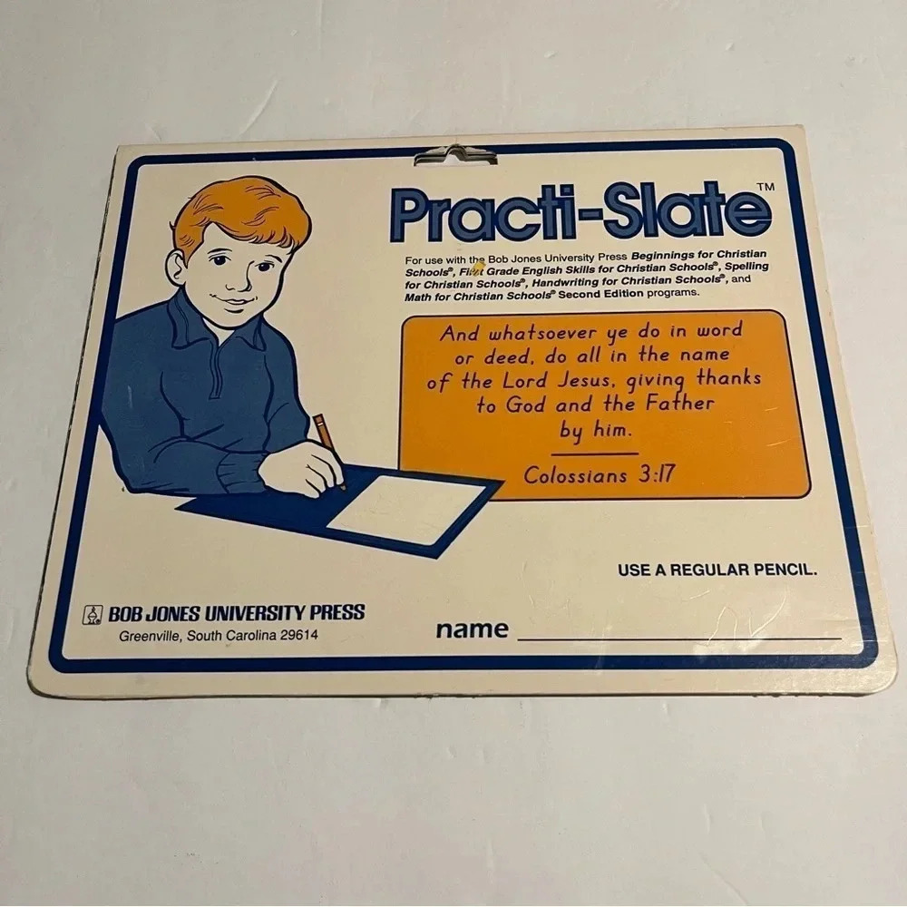 Bob Jones Practi-Slate 1991 Kids Writing Practice Reusable Homeschool No Mess